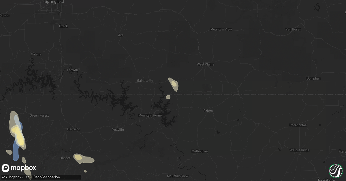 Hail map in Bakersfield, MO on September 12, 2026