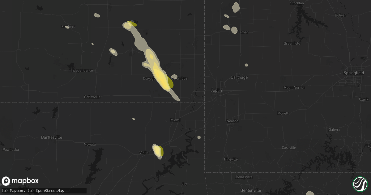 Hail map in Baxter Springs, KS on September 12, 2026