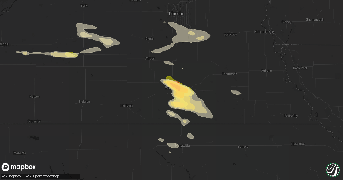 Hail map in Beatrice, NE on September 12, 2026