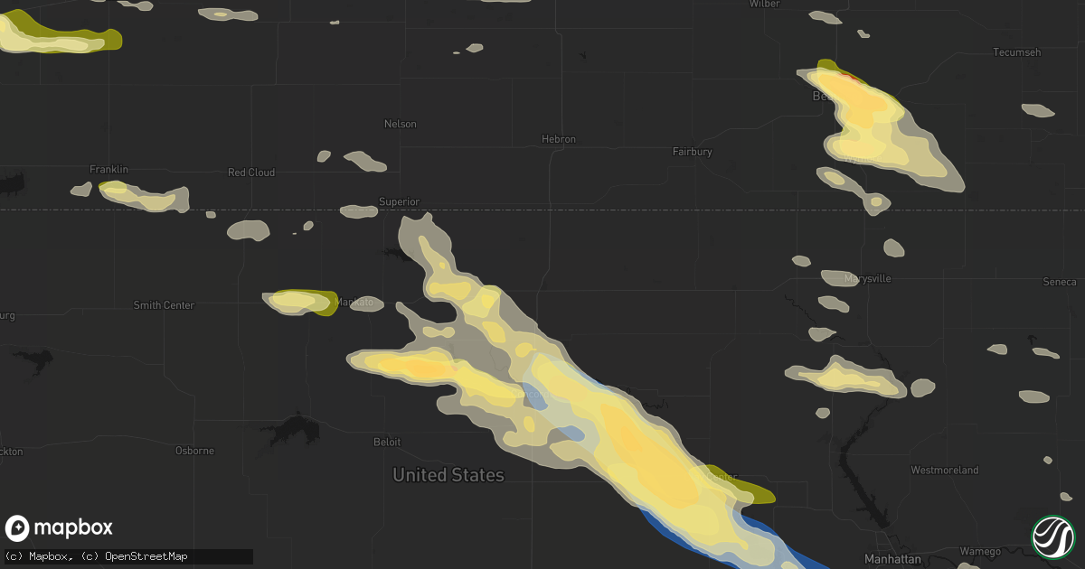 Hail map in Belleville, KS on September 12, 2026