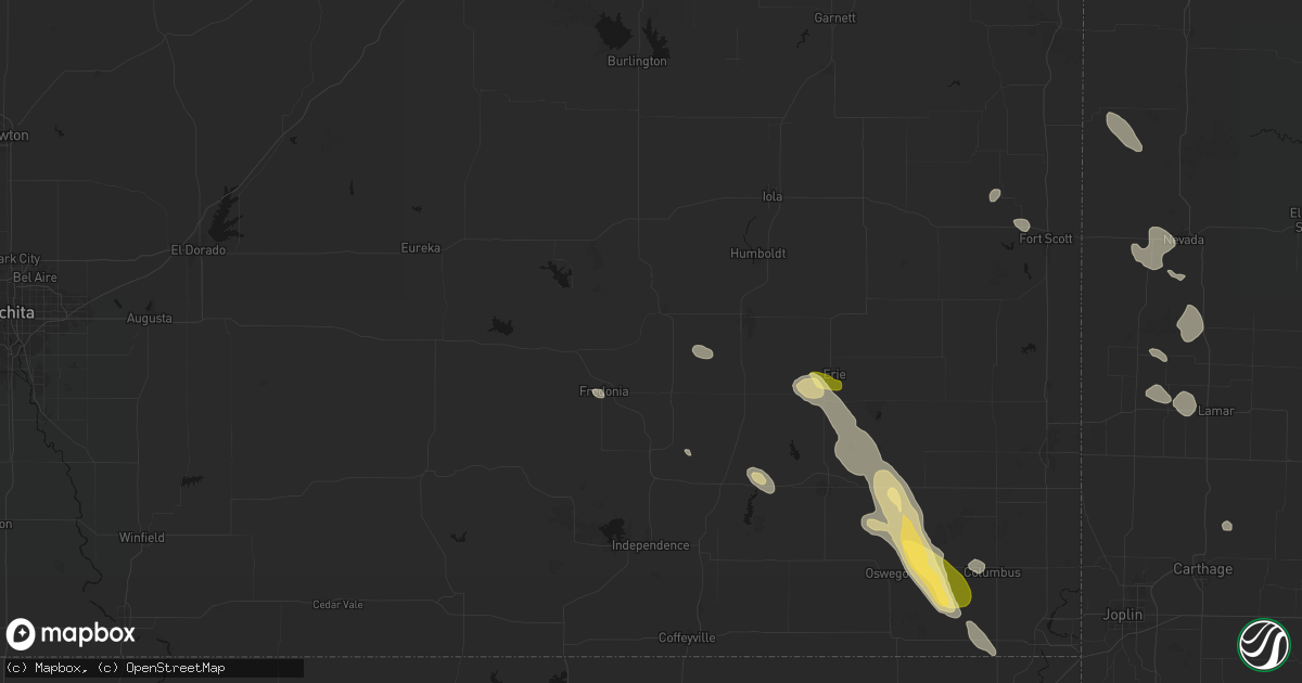 Hail map in Benedict, KS on September 12, 2026