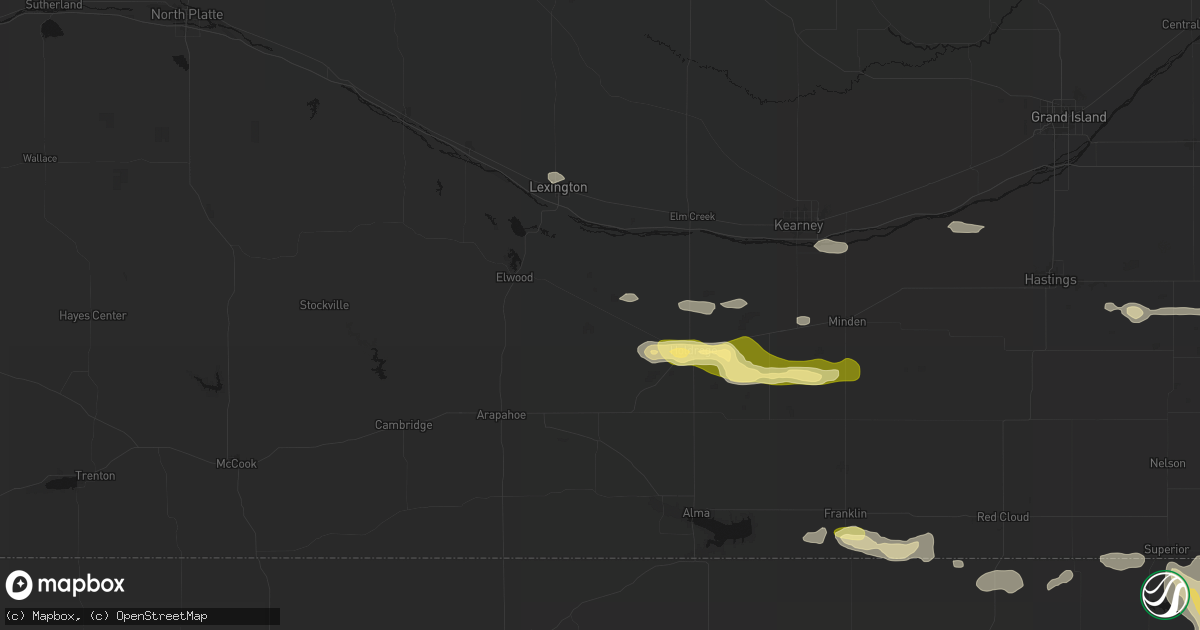 Hail map in Bertrand, NE on September 12, 2026