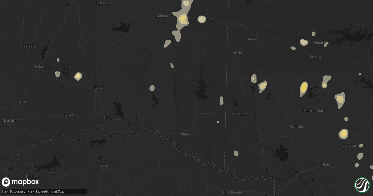 Hail map in Broken Bow, OK on September 12, 2026