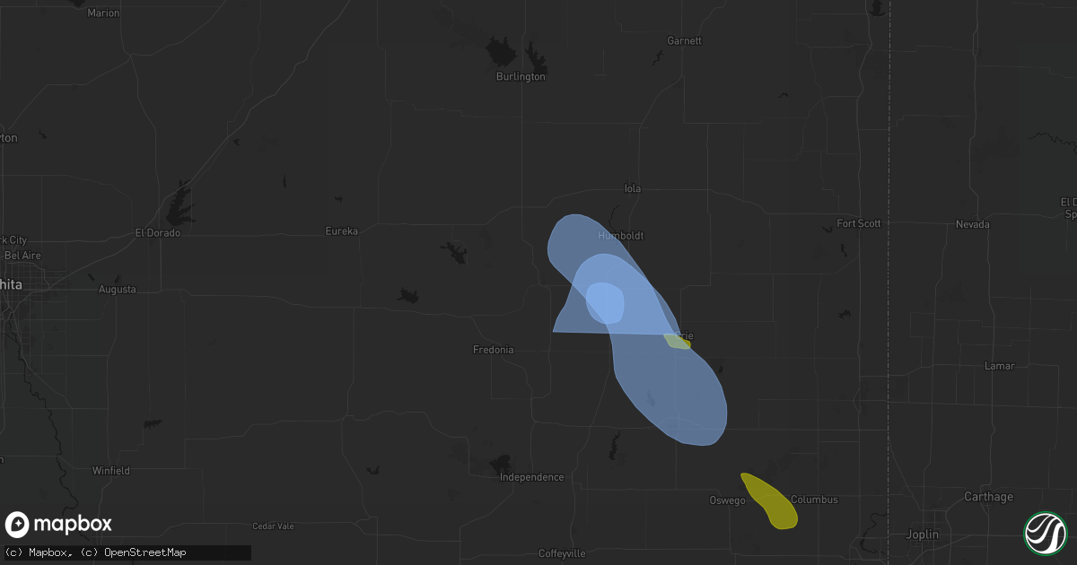 Hail map in Buffalo, KS on September 12, 2026