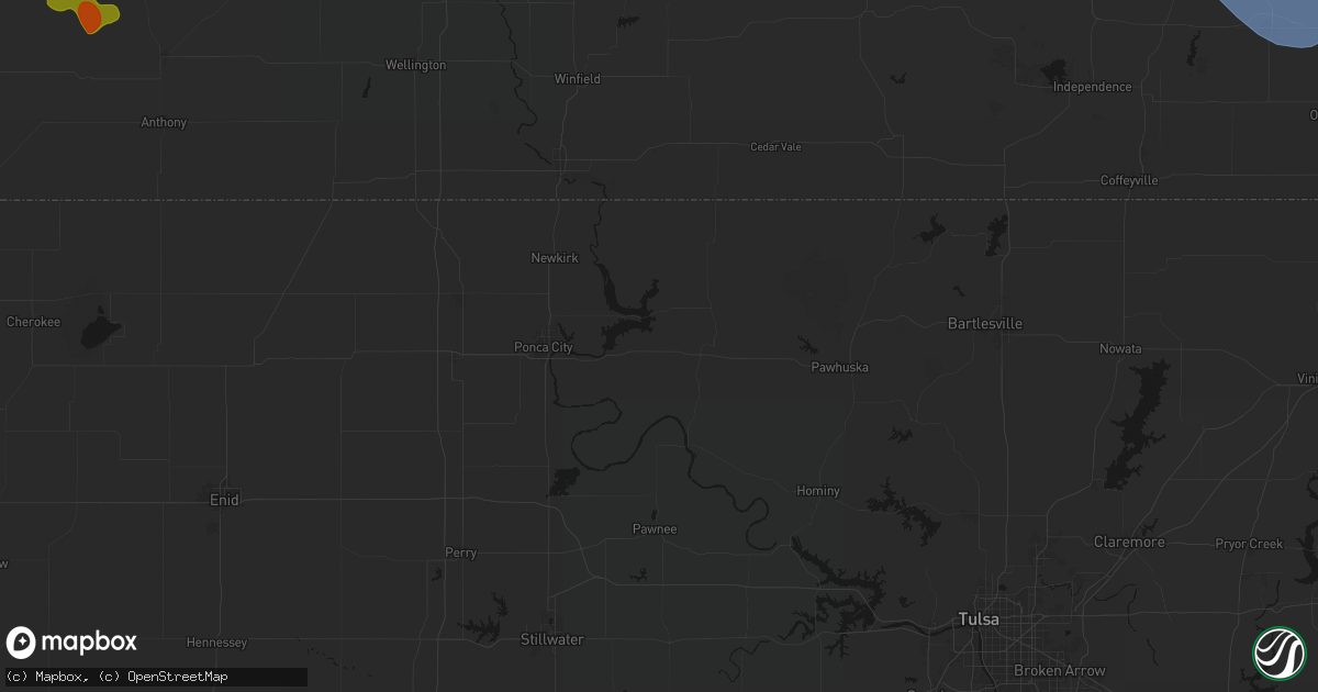 Hail map in Burbank, OK on September 12, 2026