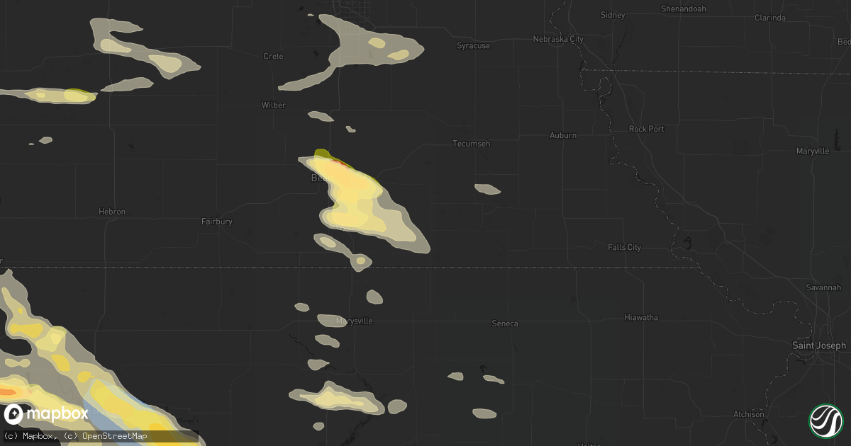 Hail map in Burchard, NE on September 12, 2026