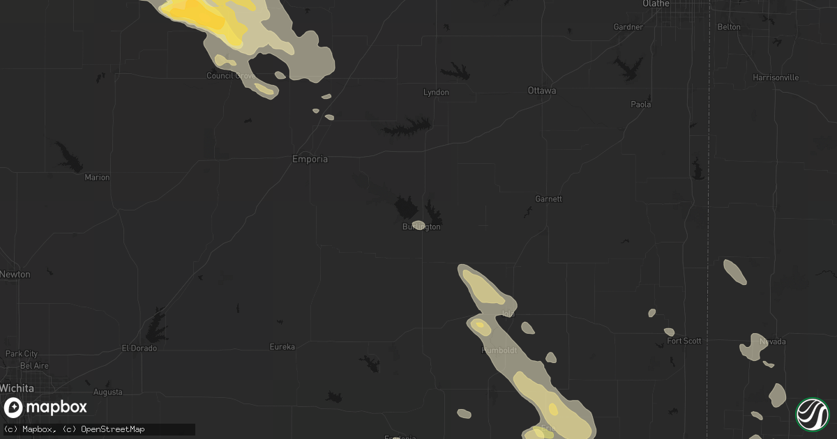 Hail map in Burlington, KS on September 12, 2026
