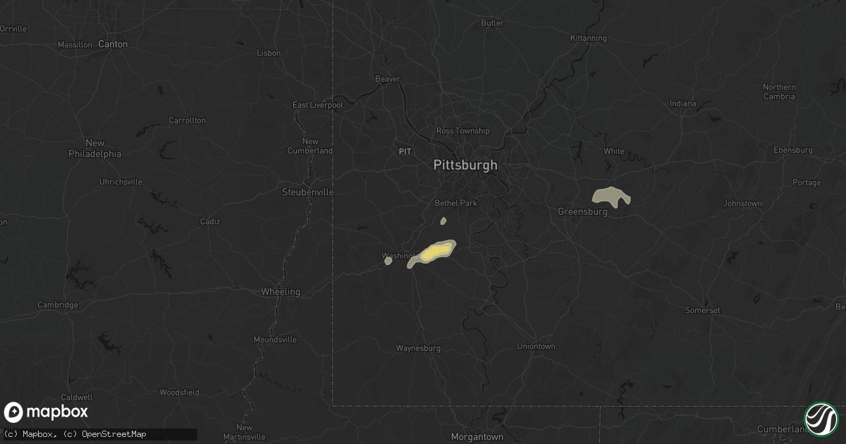 Hail map in Canonsburg, PA on September 12, 2026