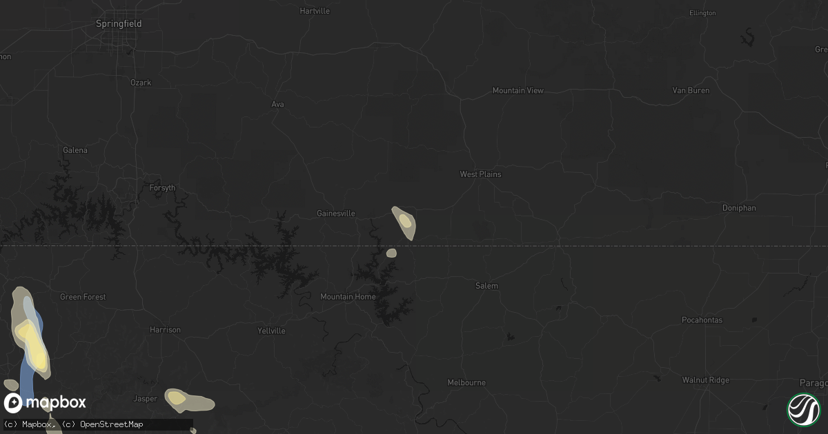 Hail map in Caulfield, MO on September 12, 2026