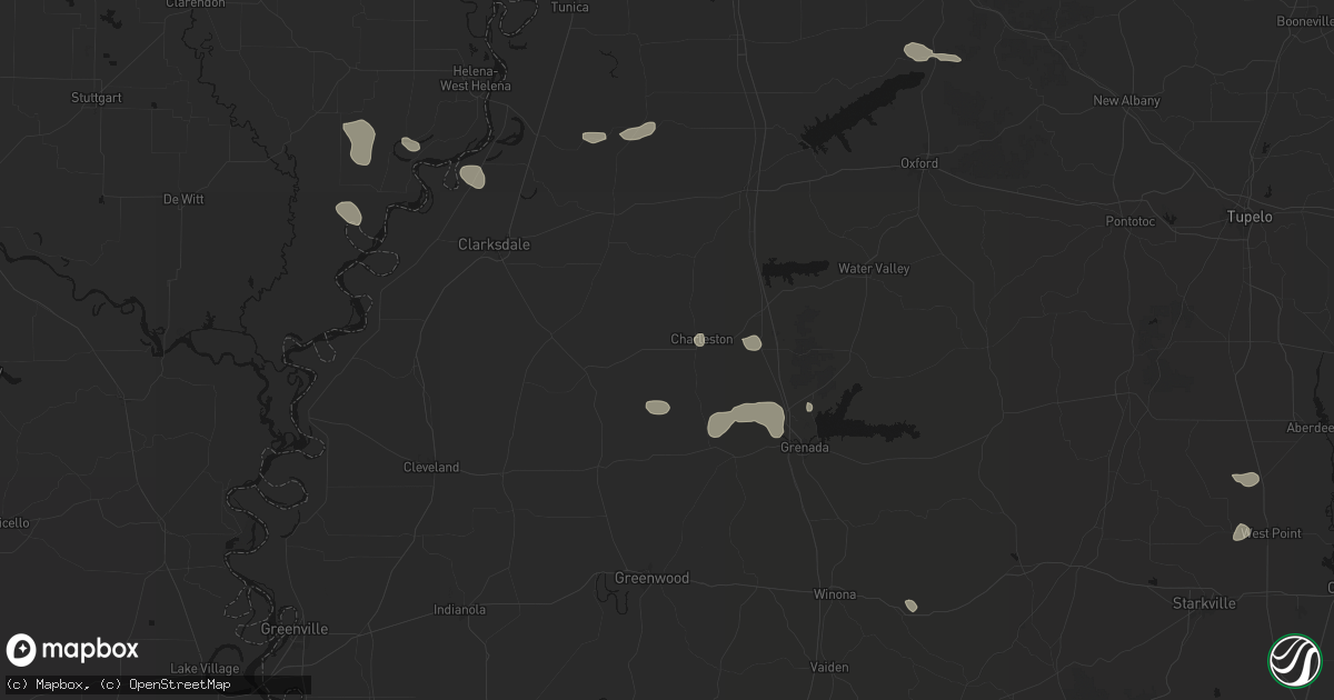 Hail map in Charleston, MS on September 12, 2026