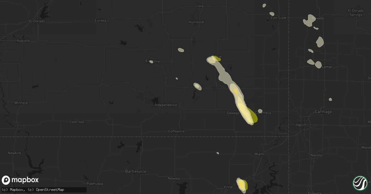 Hail map in Cherryvale, KS on September 12, 2026
