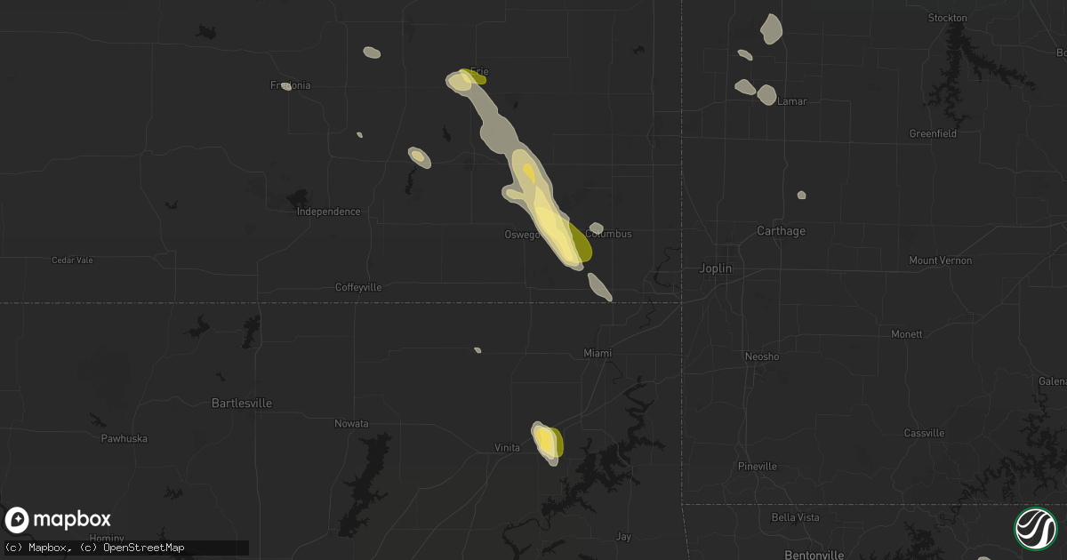Hail map in Chetopa, KS on September 12, 2026