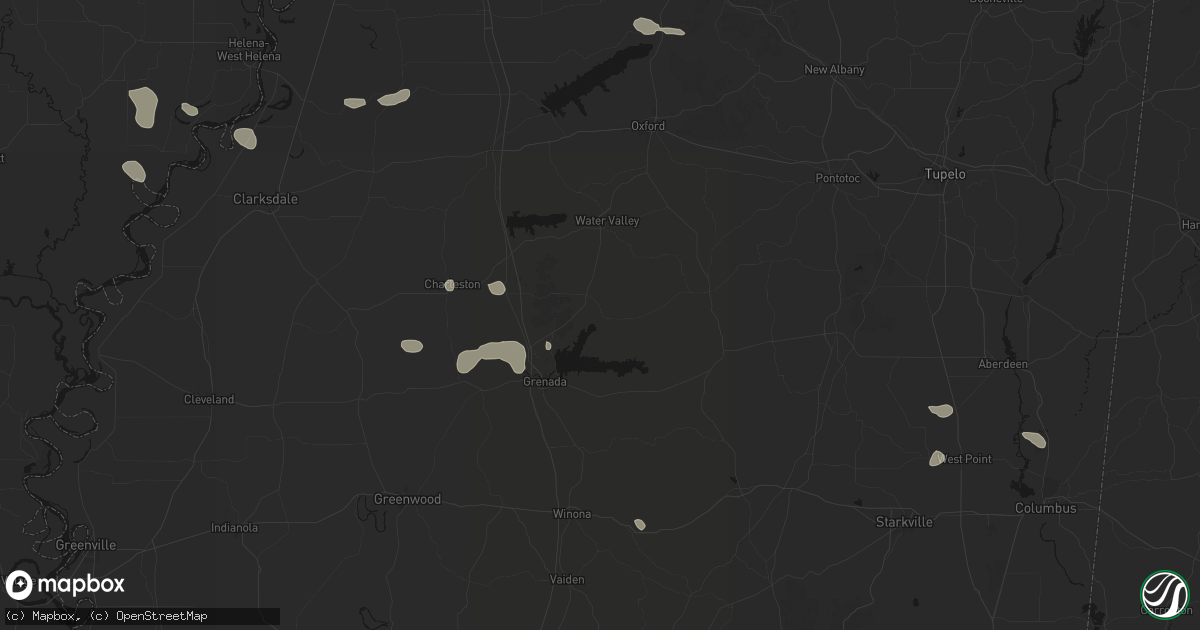 Hail map in Coffeeville, MS on September 12, 2026