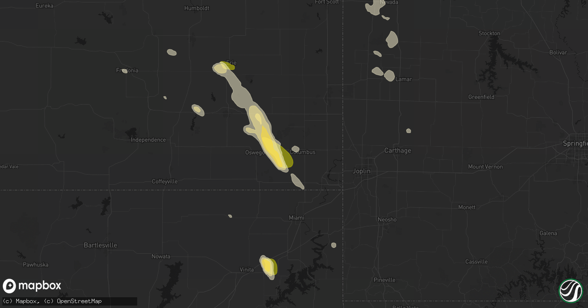 Hail map in Columbus, KS on September 12, 2026