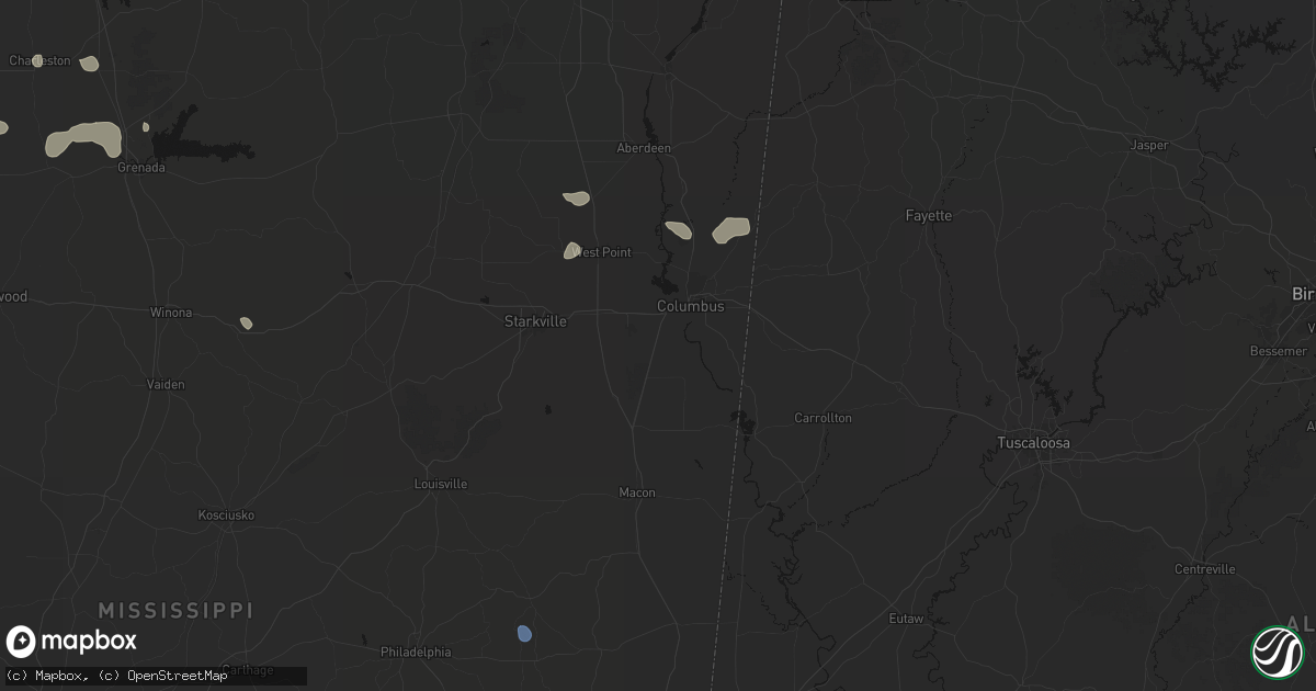Hail map in Columbus, MS on September 12, 2026