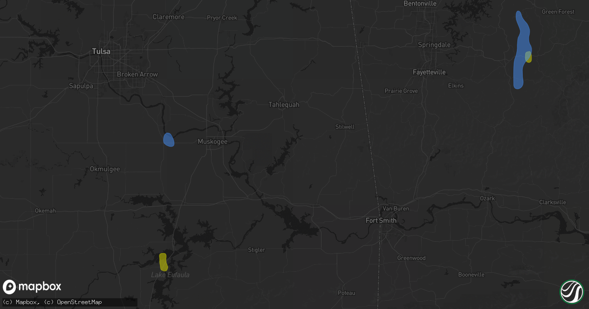 Hail map in Cookson, OK on September 12, 2026