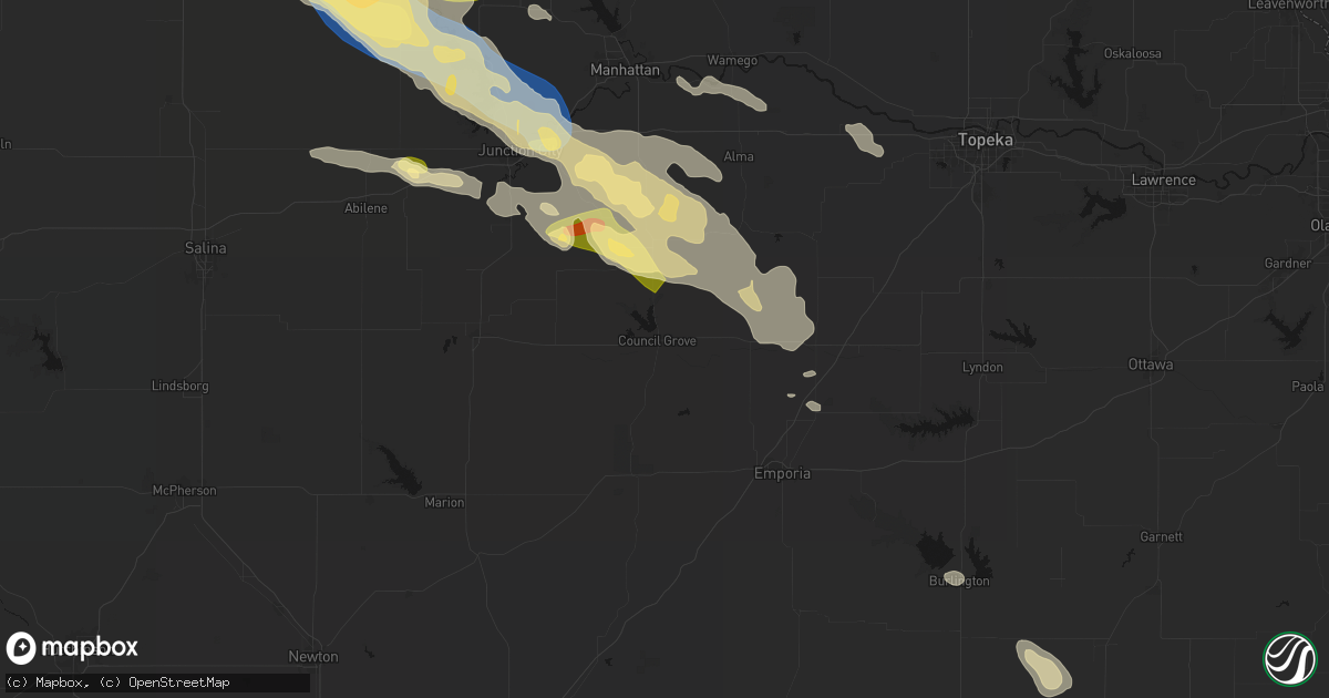 Hail map in Council Grove, KS on September 12, 2026