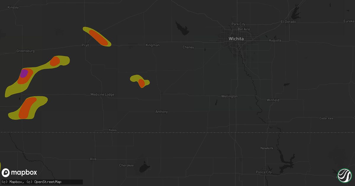 Hail map in Danville, KS on September 12, 2026