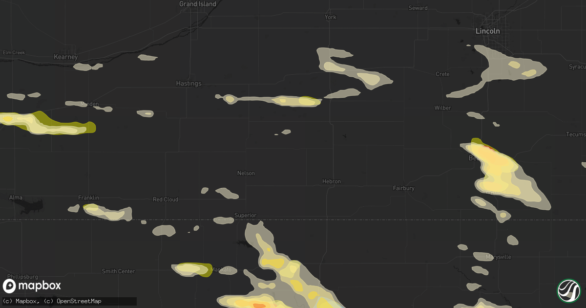 Hail map in Davenport, NE on September 12, 2026