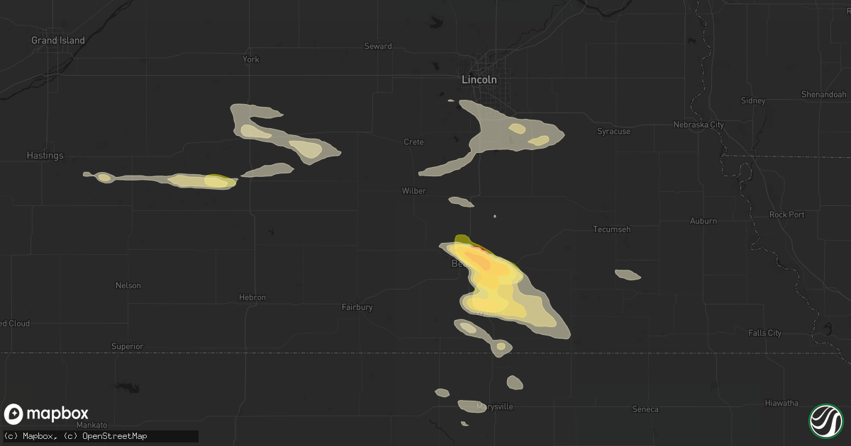Hail map in De Witt, NE on September 12, 2026