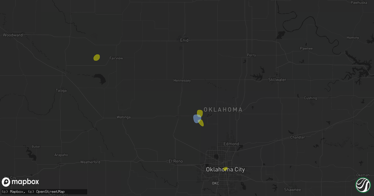 Hail map in Dover, OK on September 12, 2026