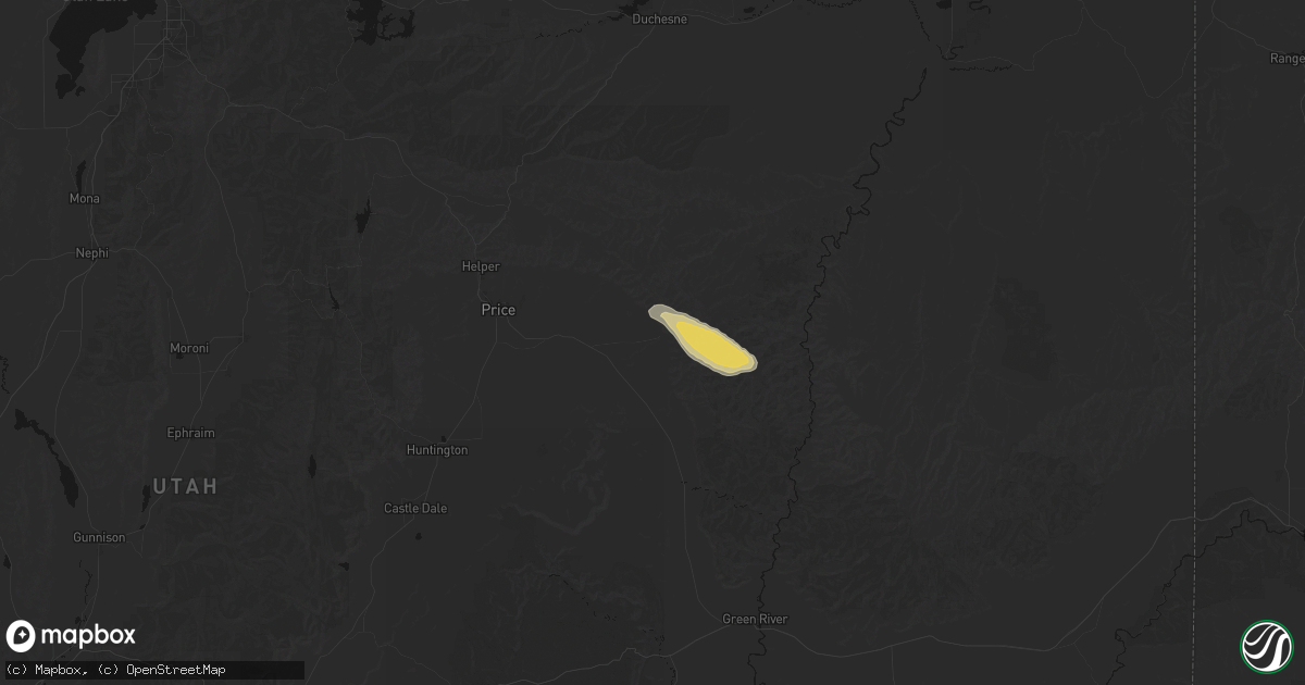 Hail map in East Carbon, UT on September 12, 2026