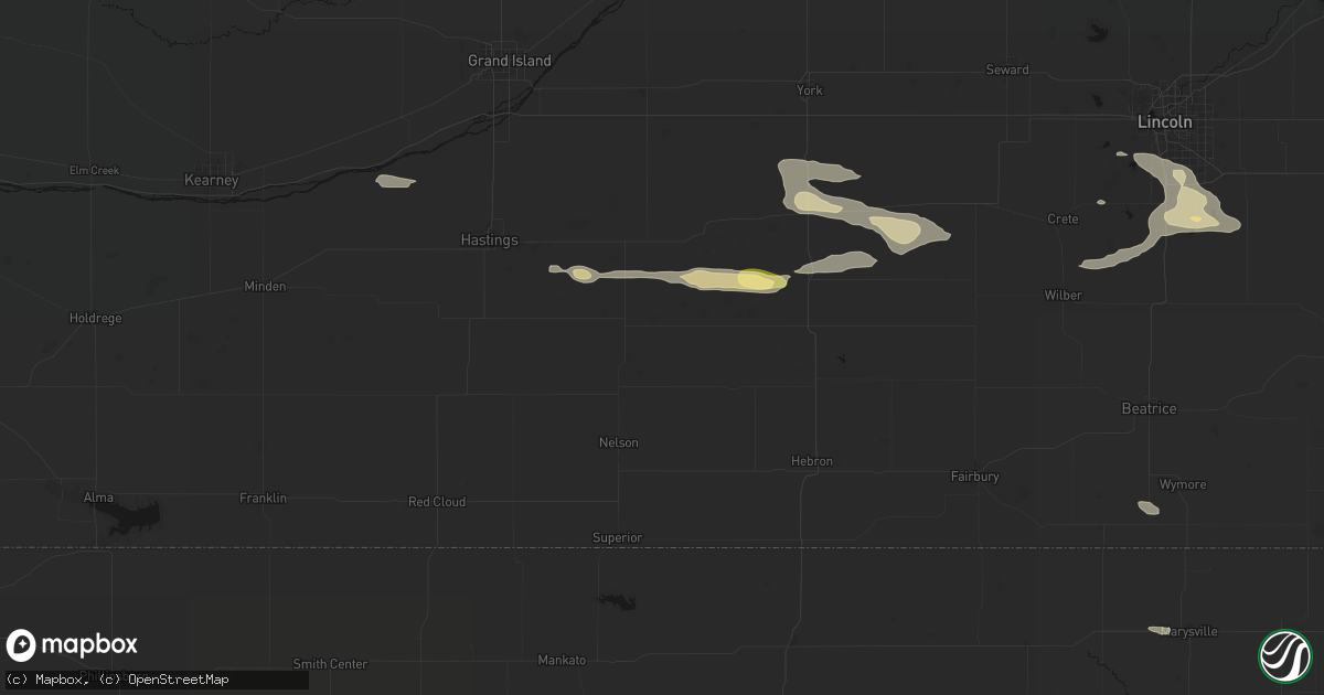 Hail map in Edgar, NE on September 12, 2026