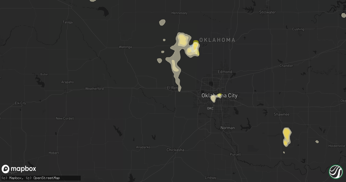 Hail map in El Reno, OK on September 12, 2026