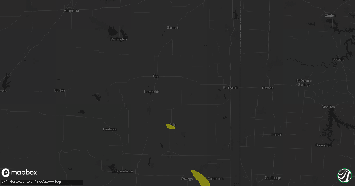 Hail map in Elsmore, KS on September 12, 2026