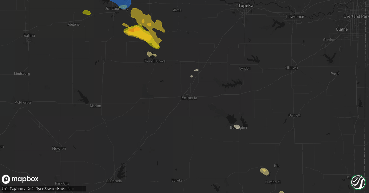 Hail map in Emporia, KS on September 12, 2026