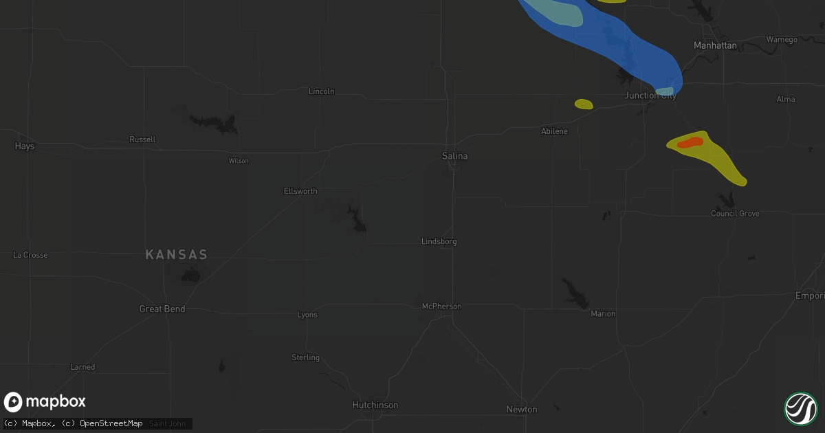 Hail map in Falun, KS on September 12, 2026