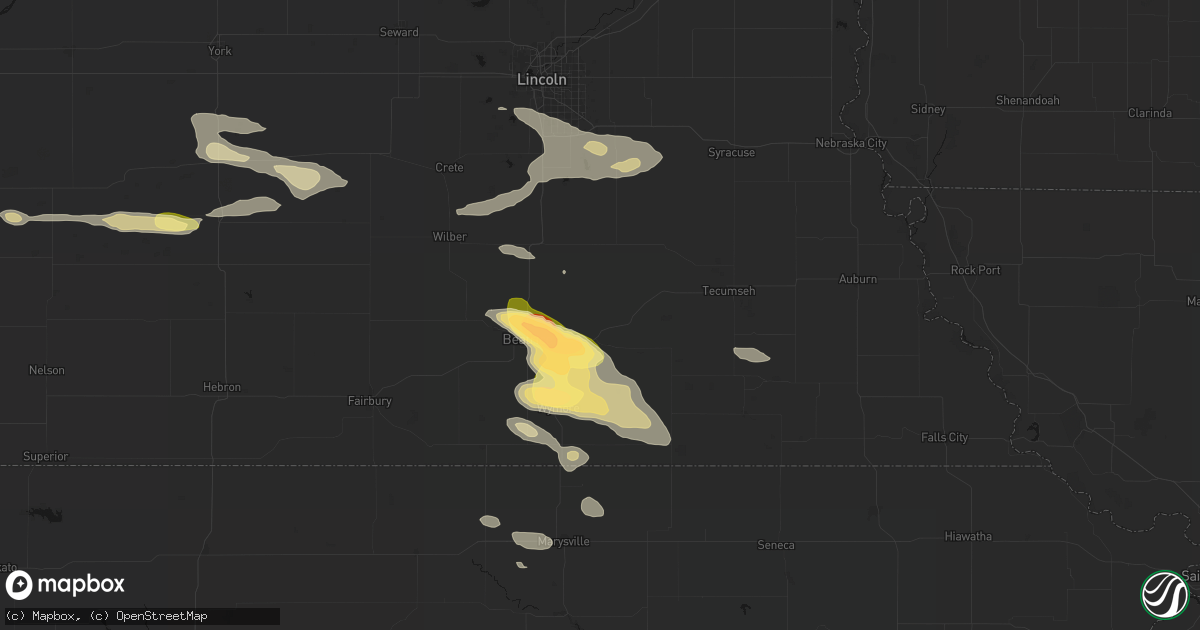 Hail map in Filley, NE on September 12, 2026