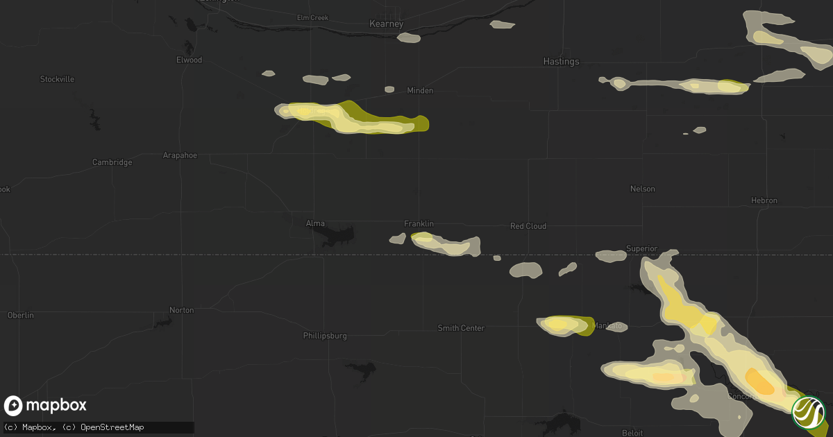 Hail map in Franklin, NE on September 12, 2026