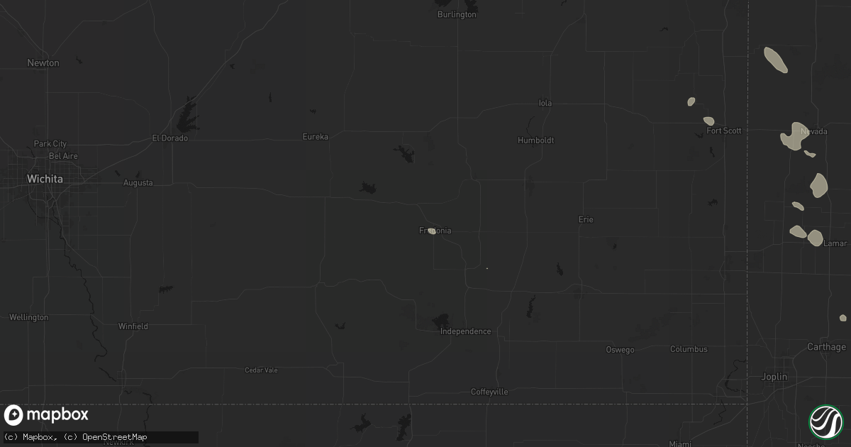Hail map in Fredonia, KS on September 12, 2026