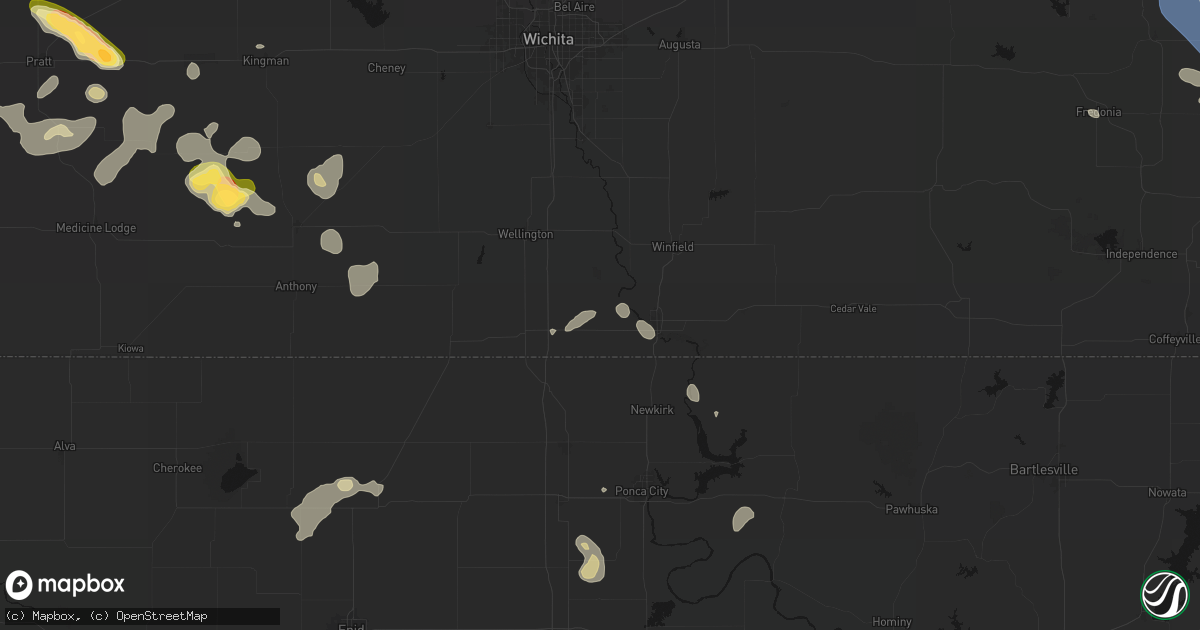 Hail map in Geuda Springs, KS on September 12, 2026