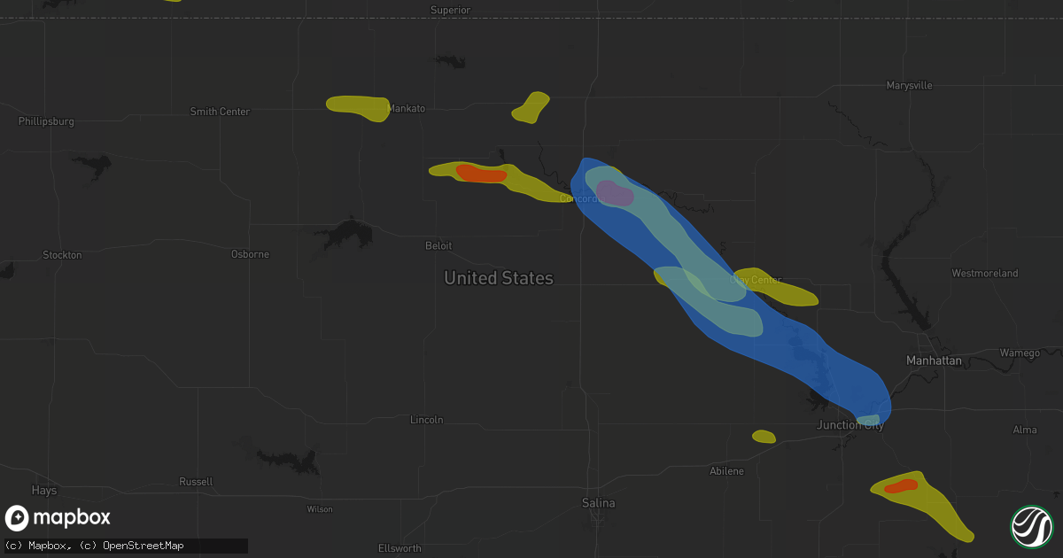 Hail map in Glasco, KS on September 12, 2026