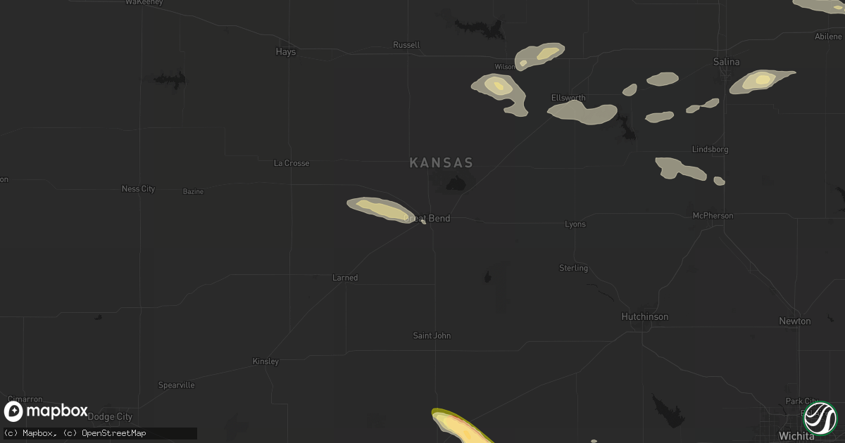 Hail map in Great Bend, KS on September 12, 2026