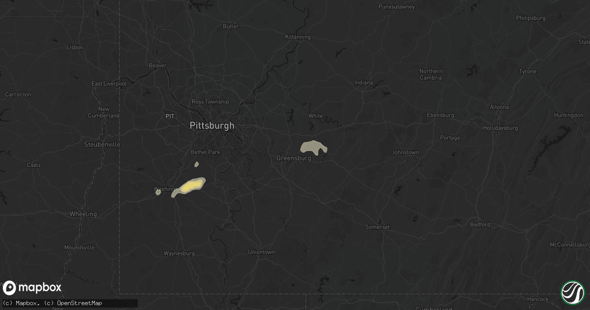 Hail map in Greensburg, PA on September 12, 2026