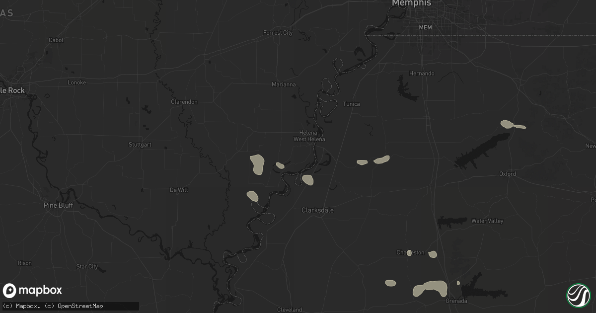 Hail map in Helena, AR on September 12, 2026