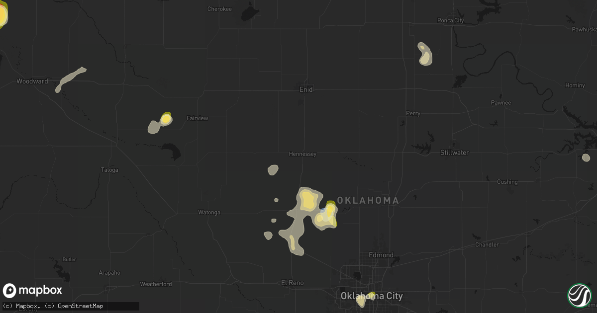 Hail map in Hennessey, OK on September 12, 2026