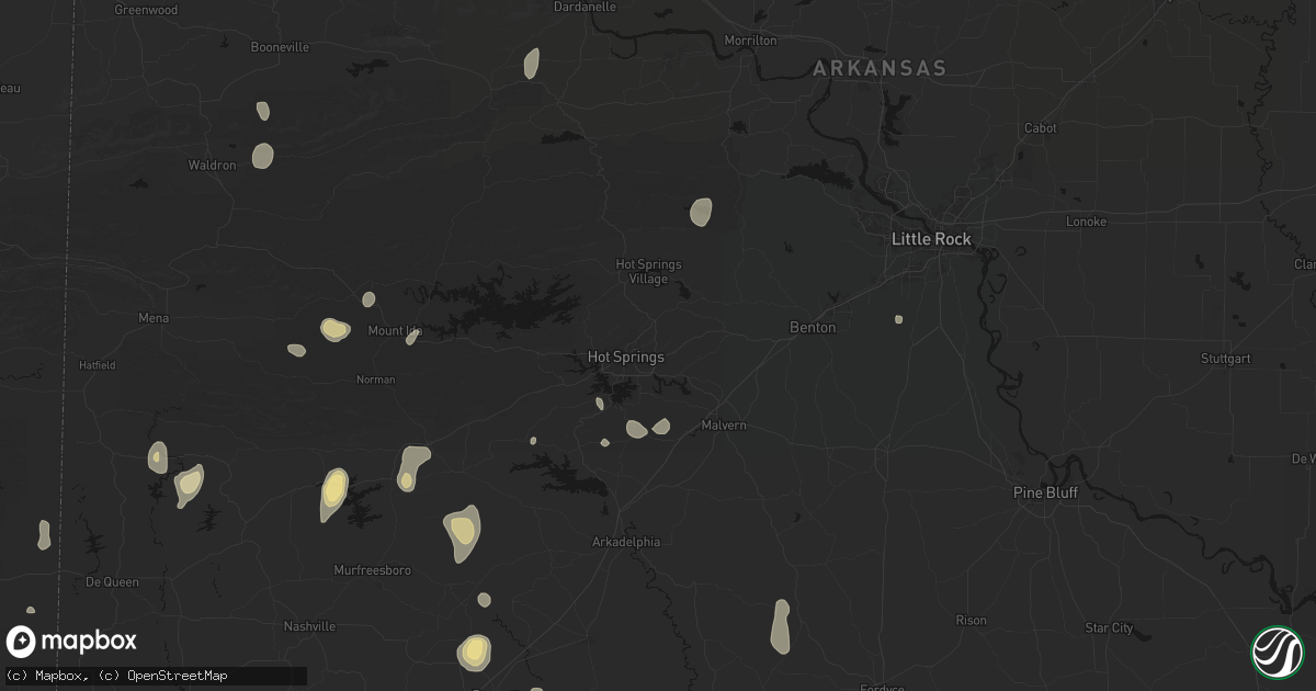Hail map in Hot Springs National Park, AR on September 12, 2026