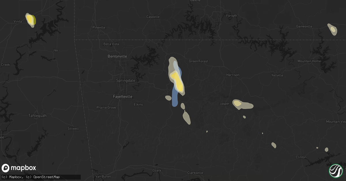 Hail map in Huntsville, AR on September 12, 2026