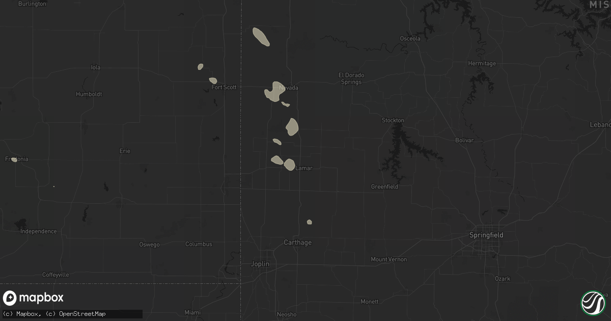 Hail map in Lamar, MO on September 12, 2026