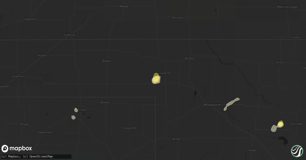 Hail map in Laverne, OK on September 12, 2026