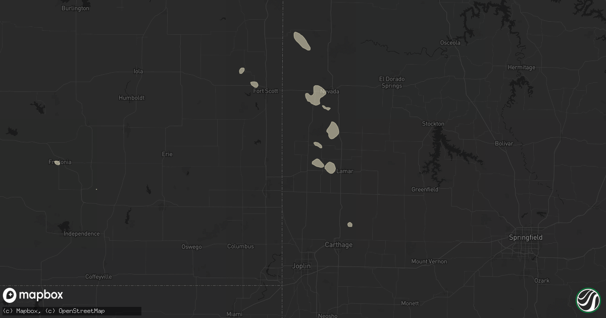 Hail map in Liberal, MO on September 12, 2026