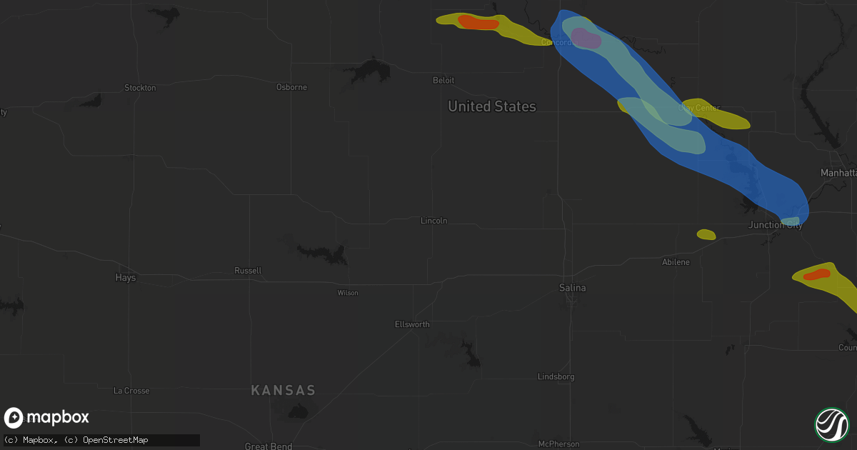 Hail map in Lincoln, KS on September 12, 2026