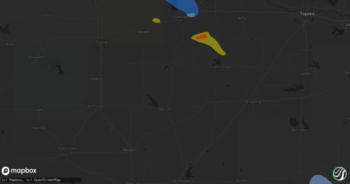 Hail map in Lincolnville, KS on September 12, 2026