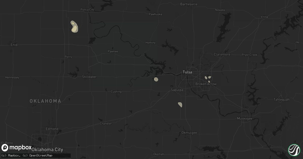 Hail map in Mannford, OK on September 12, 2026