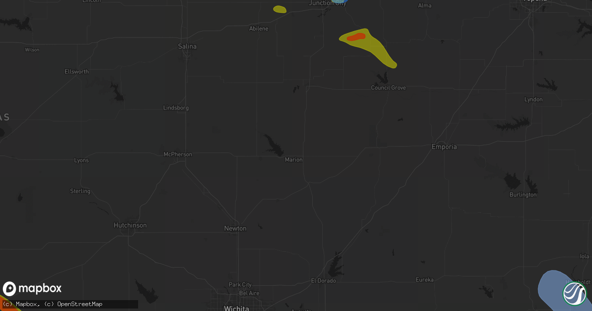 Hail map in Marion, KS on September 12, 2026