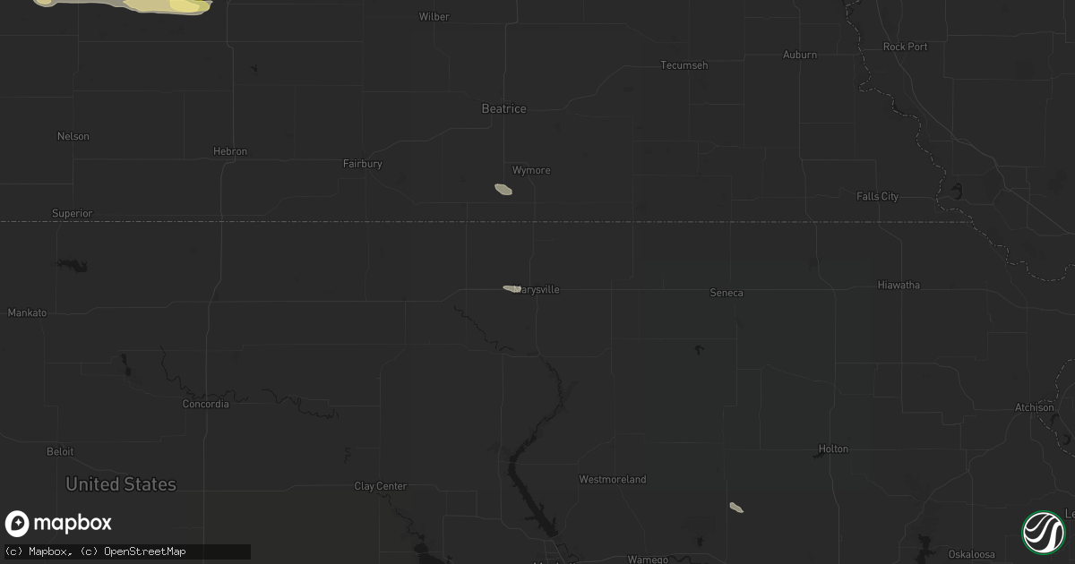 Hail map in Marysville, KS on September 12, 2026